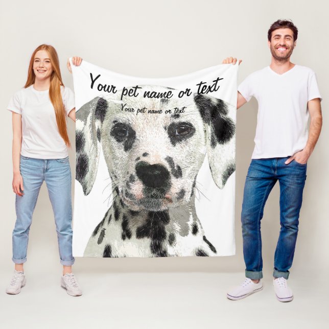 Super Cute, Puppy Dalmatian Dog Fleece Blanket (In Situ)