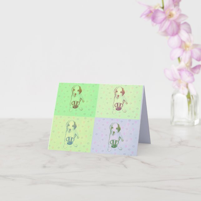 Super Cute Puppy Folded Greeting Card (Orchid)