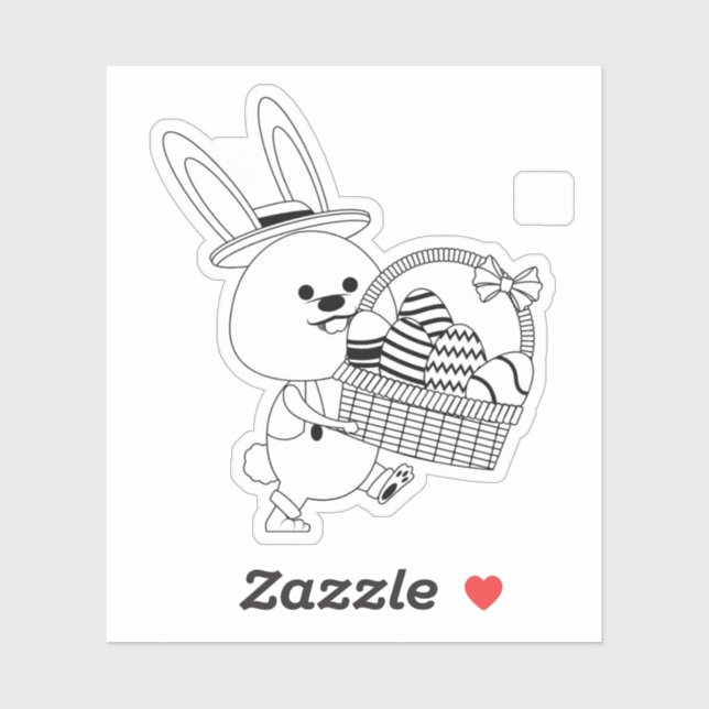 Super Cute Rabbit With Gift For Easter Day (Sheet)