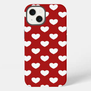 Super Cute Red And White Hearts Polka Dots Design iPhone 13 Case