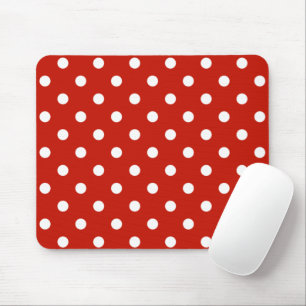 Super Cute Red Mousepad With White Polka Dots