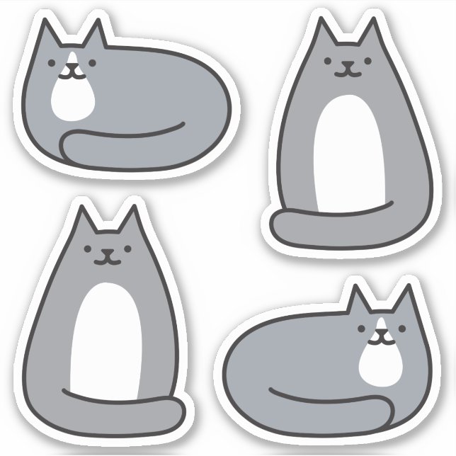 Super Cute Round Kawaii Grey Kitty Cat (Front)
