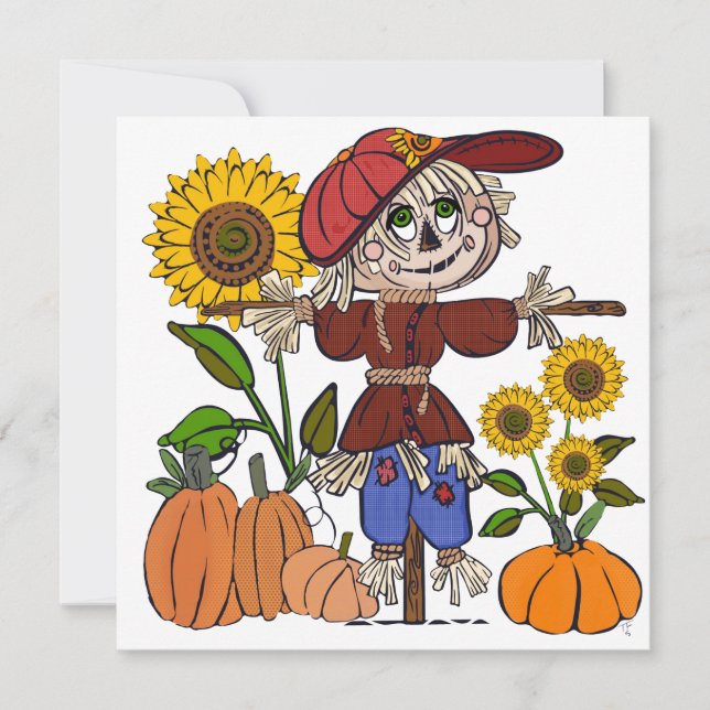 Super Cute Scarecrow  Holiday Card (Front)