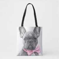 Super cute Sketch Frenchie puppy with pink bow