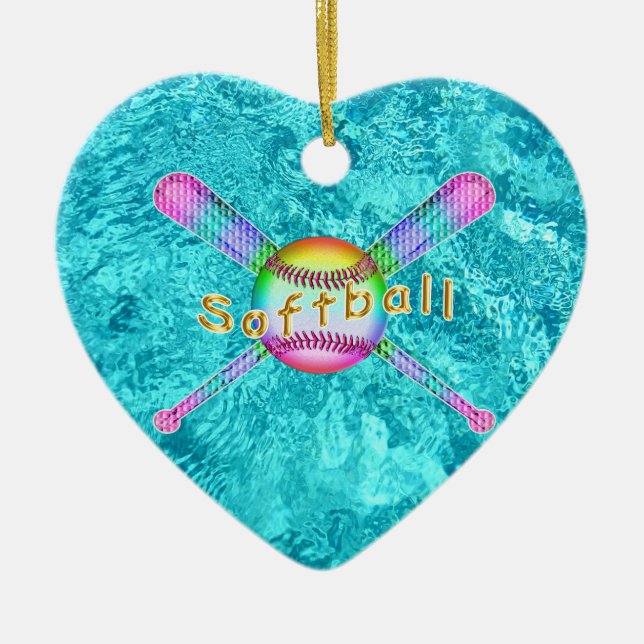 Super Cute Softball Party Favours for Girls Ceramic Tree Decoration (Front)