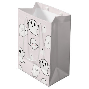 Super Cute White Ghosts Light Beige Halloween Medium Gift Bag