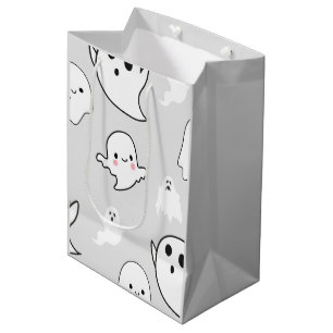 Super Cute White Ghosts Light Grey Halloween Medium Gift Bag