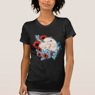 Super cute white sable syrian hamster in flowers T-Shirt