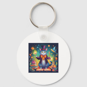 Super Cute Wizard Cat Sticker Key Ring