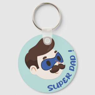 Super Dad Cartoon Badge Key Ring