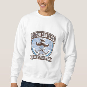 Super Dad Club Vintage Blue Moustache Emblem Sweatshirt