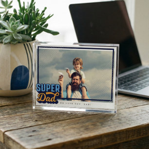 Super Dad Comic Book Photo Gift For Dad Keepsake Block