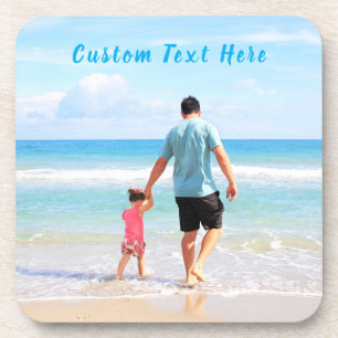 Super DAD - Custom Photo and Text Your Own Design Coaster