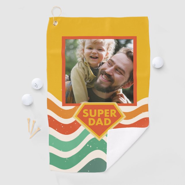 Super Dad custom photo with retro waves Golf Towel (InSitu)