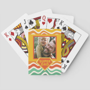 Super Dad custom photo with retro waves Playing Cards