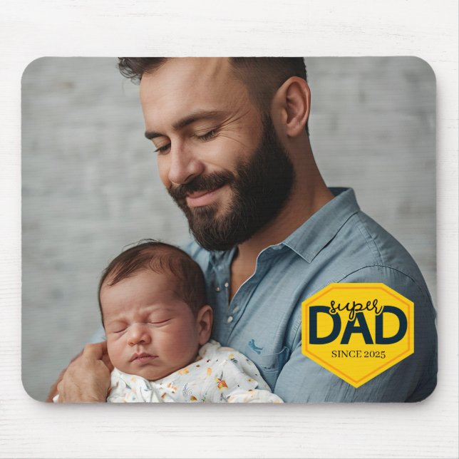 Super Dad Customised Photo with Baby  Mouse Pad (Front)