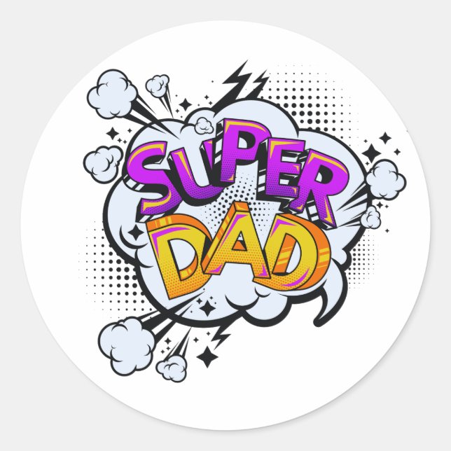 Super dad day presents classic round sticker (Front)