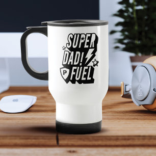 Super Dad Fuel Superhero Fun Comic Custom Monogram Travel Mug