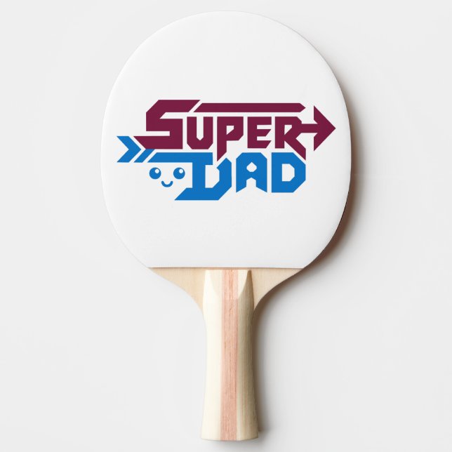 Super Dad Gamer Gift – Cute Retro Ping Pong Paddle (Front)