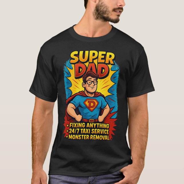 Super Dad Gift - Father's Day Superhero Comic  T-Shirt (Front)