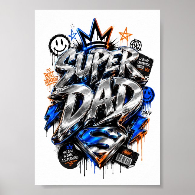 Super Dad Graffiti Shield Poster (Front)