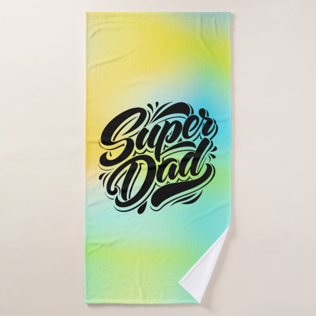 Super Dad Hero Typography Design-67888 Bath Towel (Bath Towel)