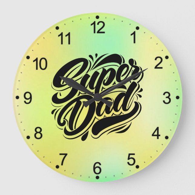 Super Dad Hero Typography Design-67888 Large Clock (Front)