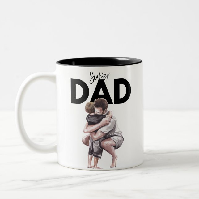 Super Dad Hugging Son Mug  (Left)
