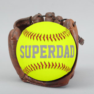 Super dad in fluorescent yellow softball