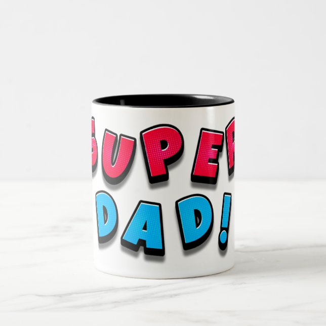 Super Dad Message Expressing Love Two-Tone Coffee Mug (Center)