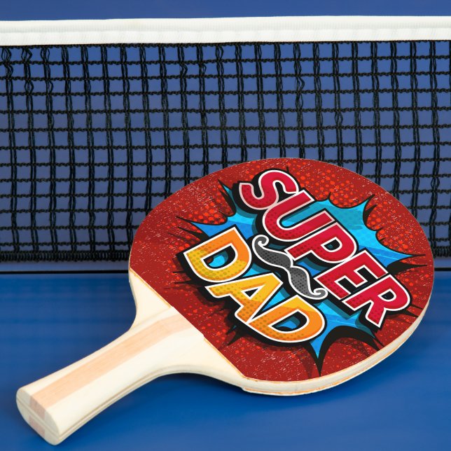 Super Dad Moustache Game Room Gift Ping Pong Paddle (Insitu)