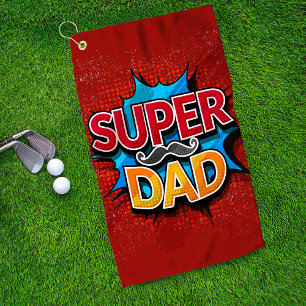 Super Dad Moustache Modern Grunge Golf Towel