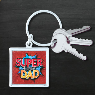 Super Dad Moustache Modern Grunge Key Ring