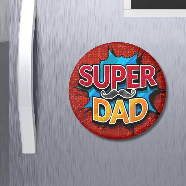 Super Dad Moustache Modern Grunge Magnet (Creator Uploaded)