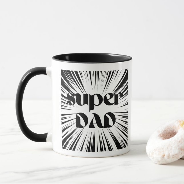 Super Dad Mug, Superhero Theme, Gift for Father Mug (With Donut)