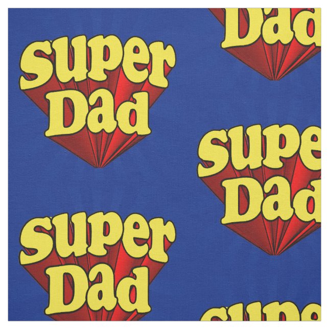 Super Dad Red Yellow Blue Father's Day Superhero Fabric (Swatch)