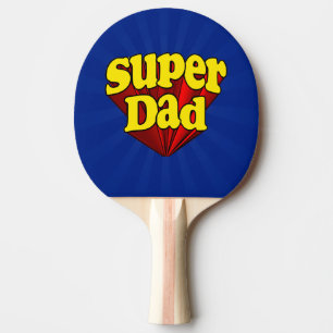 Super Dad Red Yellow Blue Father's Day Superhero Ping Pong Paddle
