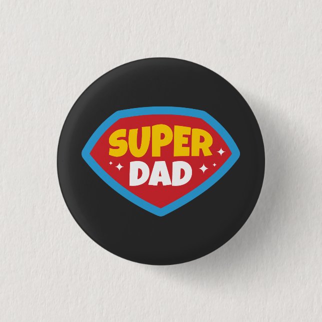 Super Dad Retro Superhero Badge (Front)