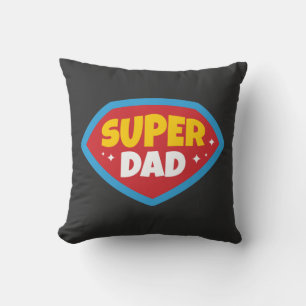 Super Dad Retro Superhero Badge Cushion