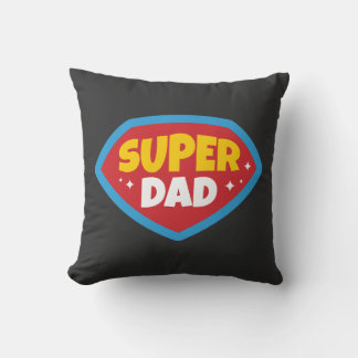 Super Dad Retro Superhero Badge Cushion