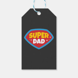 Super Dad Retro Superhero Badge Gift Tags