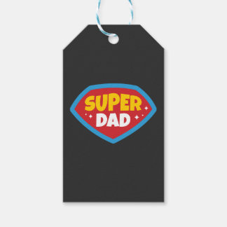 Super Dad Retro Superhero Badge Gift Tags