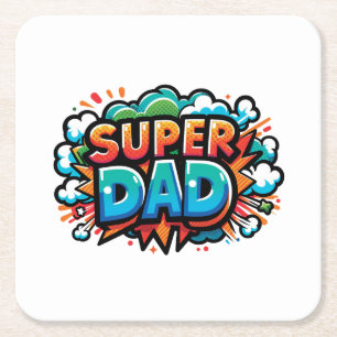 Super Dad Square Paper Coaster
