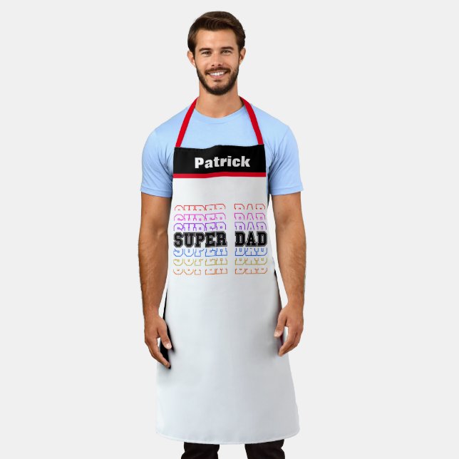 Super Dad Stacked Baker Dad BBQ Chef Apron (Worn)