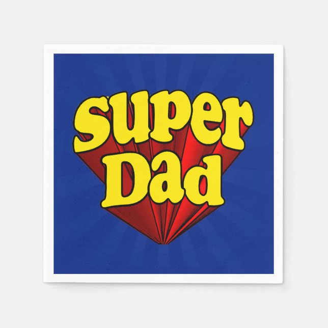 Super Dad, Superhero Red/Yellow/Blue Father's Day Napkin (Front)