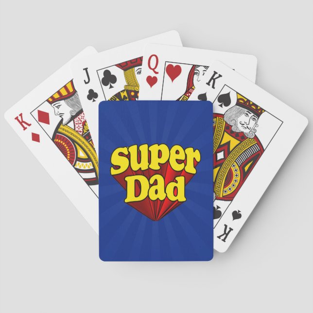 Super Dad, Superhero Red/Yellow/Blue Father's Day Playing Cards (Back)