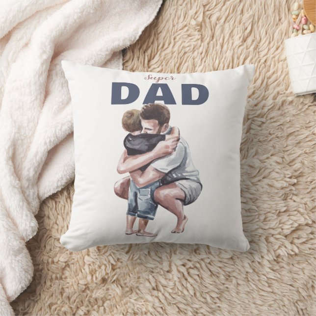Super Dad Watercolor Design Cushion (Blanket)