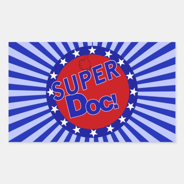 SUPER DOC - DOCTOR - PHYSICIAN RECTANGULAR STICKER (Front)