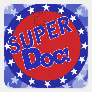 SUPER DOC THUMBS UP ENCOURAGEMENT SQUARE STICKER