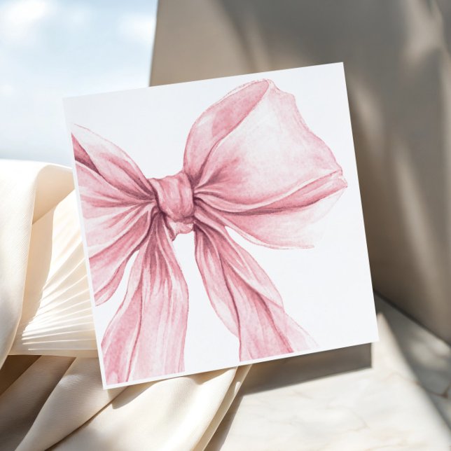 Super Elegant Blush Pink Bow Girl Birthday Napkin (Creator Uploaded)